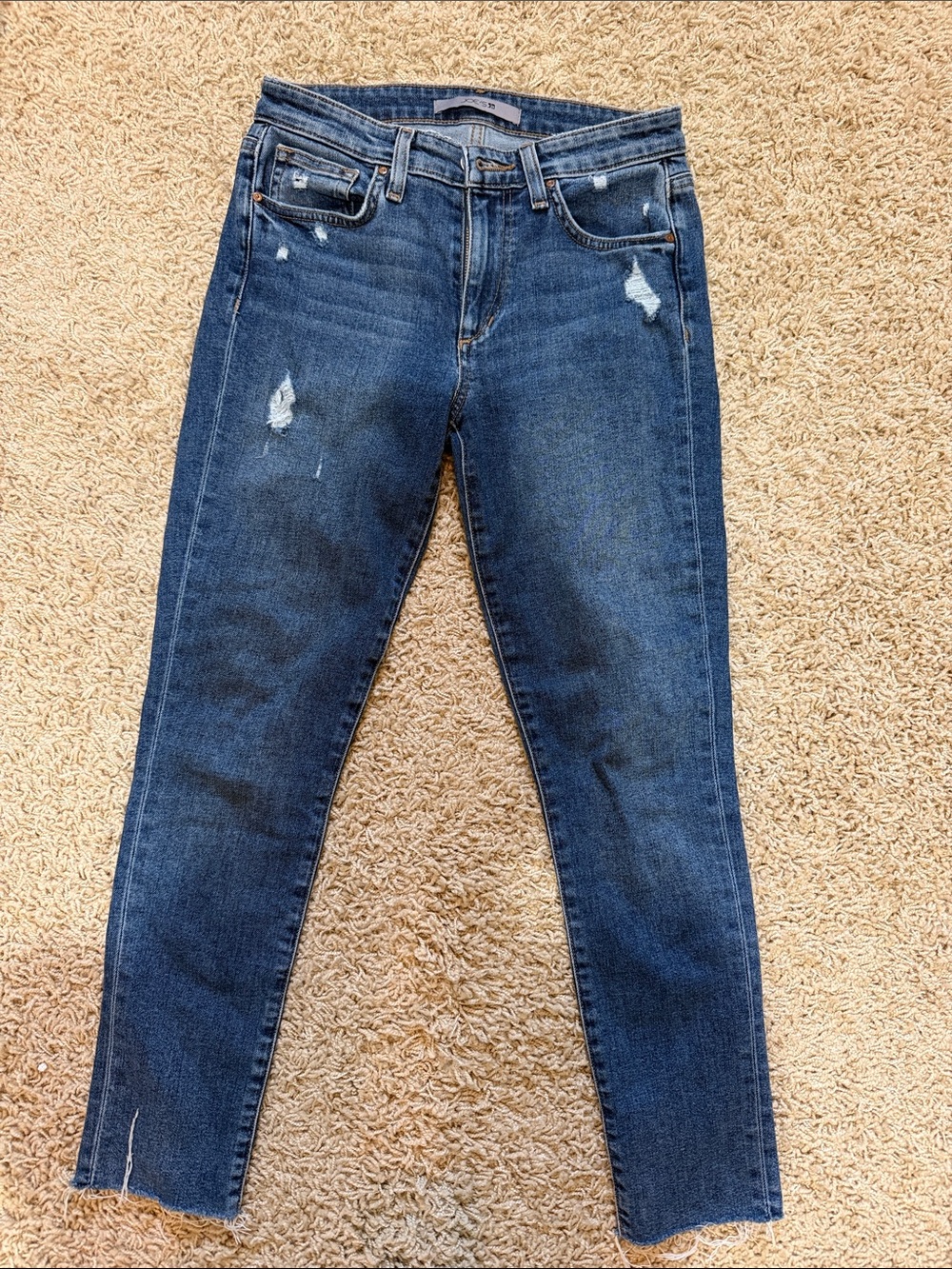 Joe's Jeans Straight Leg Dark Blue Distressed Jeans